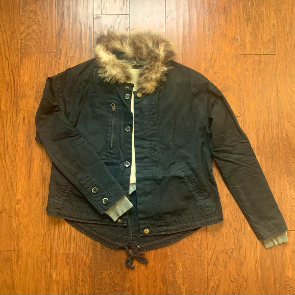 PJK Jacket with Fox Fur Collar & Removable Vest - Oversized XS